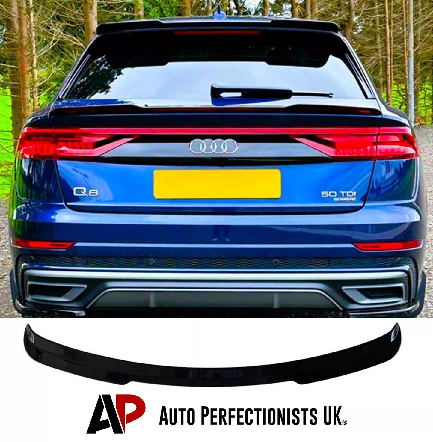 Audi Q8 SQ8 Car Rear Roof Spoiler 2018-2024 Gloss Black