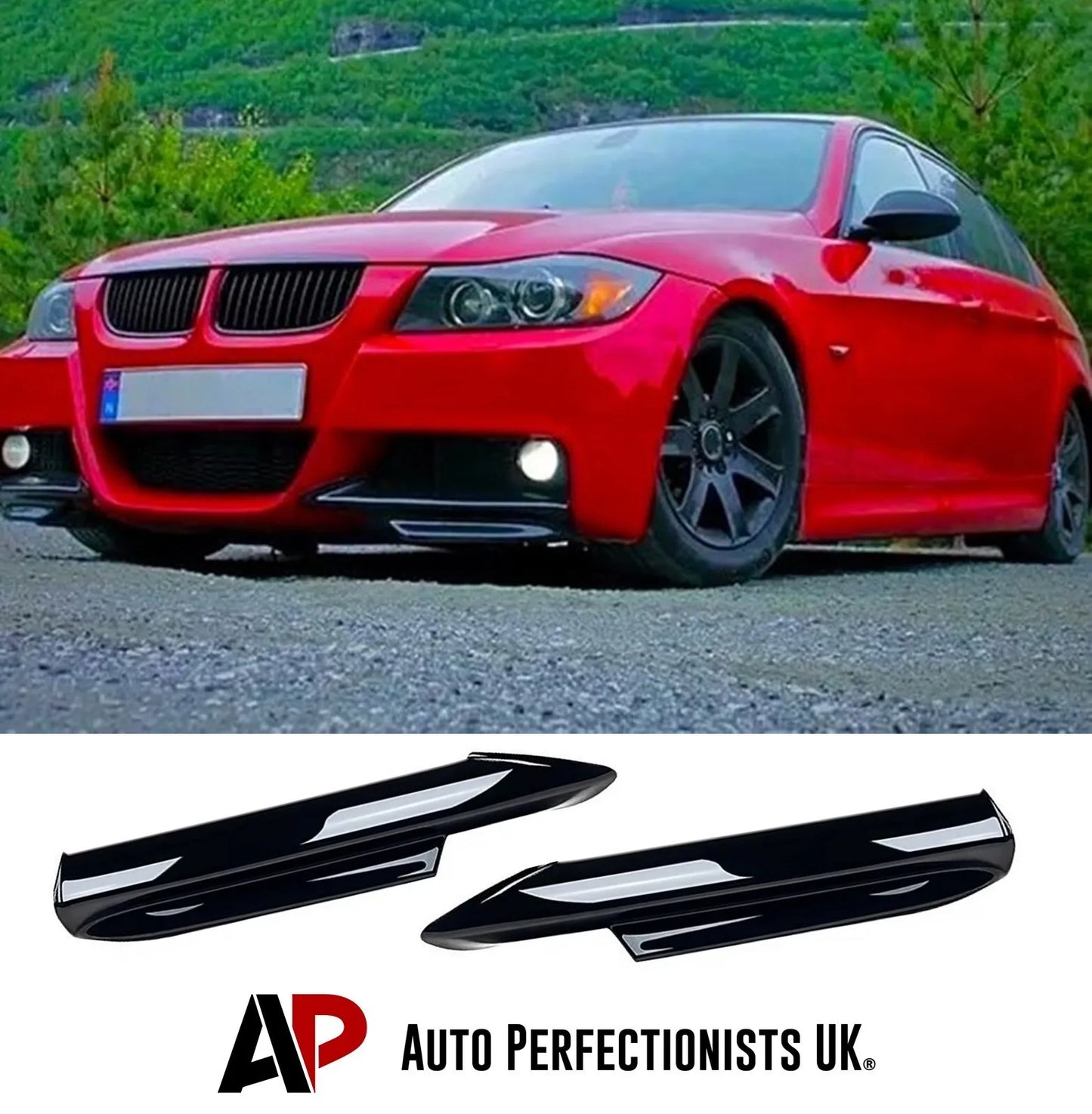BMW 3 Series E90 E91 PRE-LCI Front Splitter 2004-2008 Abs Gloss Black