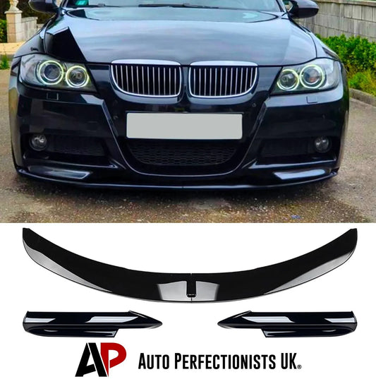 BMW 3 Series E90 E91 PRE-LCI Front Splitter 2004-2008 Gloss Black