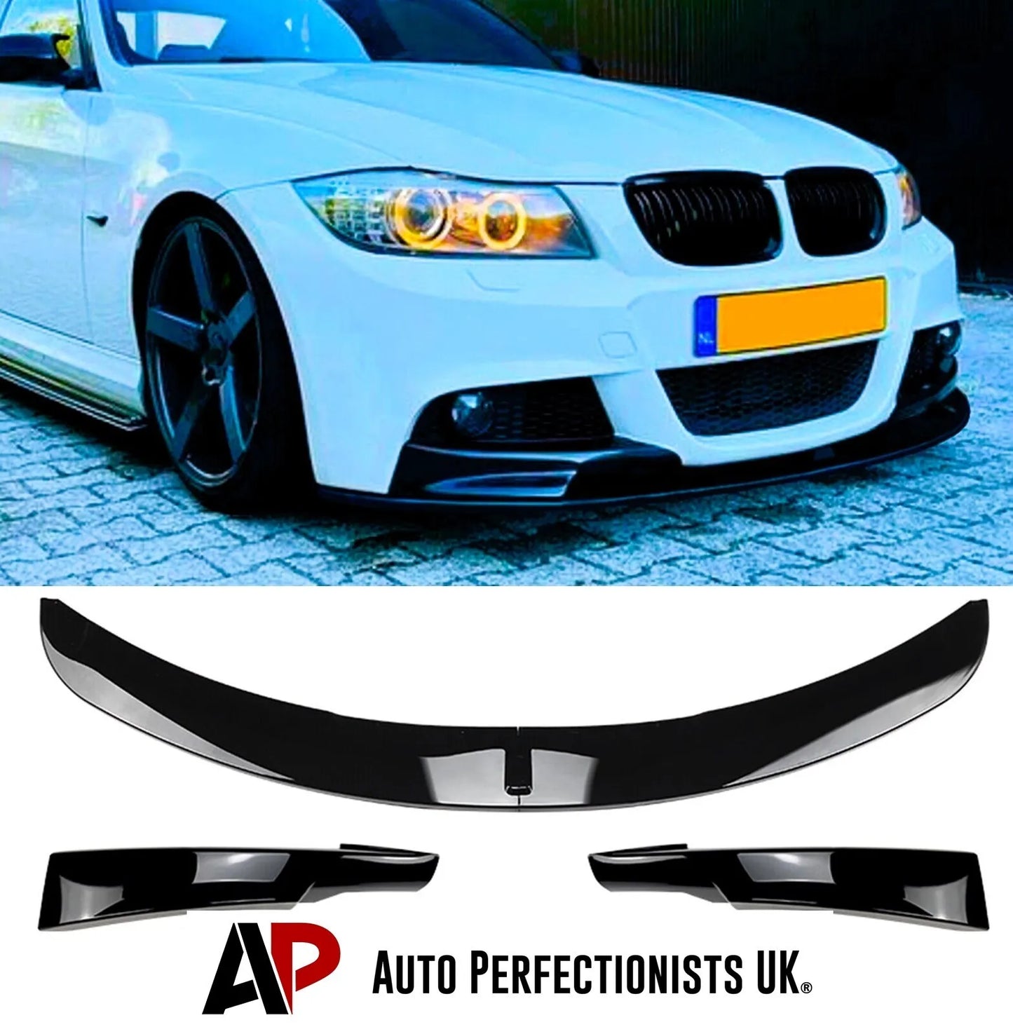 BMW 3 Series E90 E91 LCI Front Splitter 2008-2012 Gloss Black