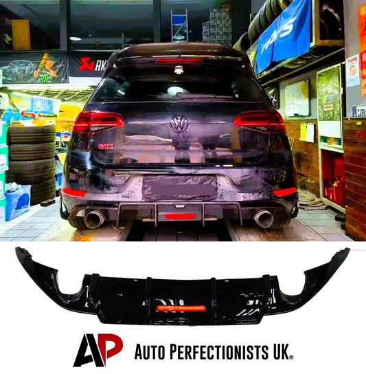 VW Golf MK7.5 Car Rear Spoiler 2016-2020 With LED Gloss Black