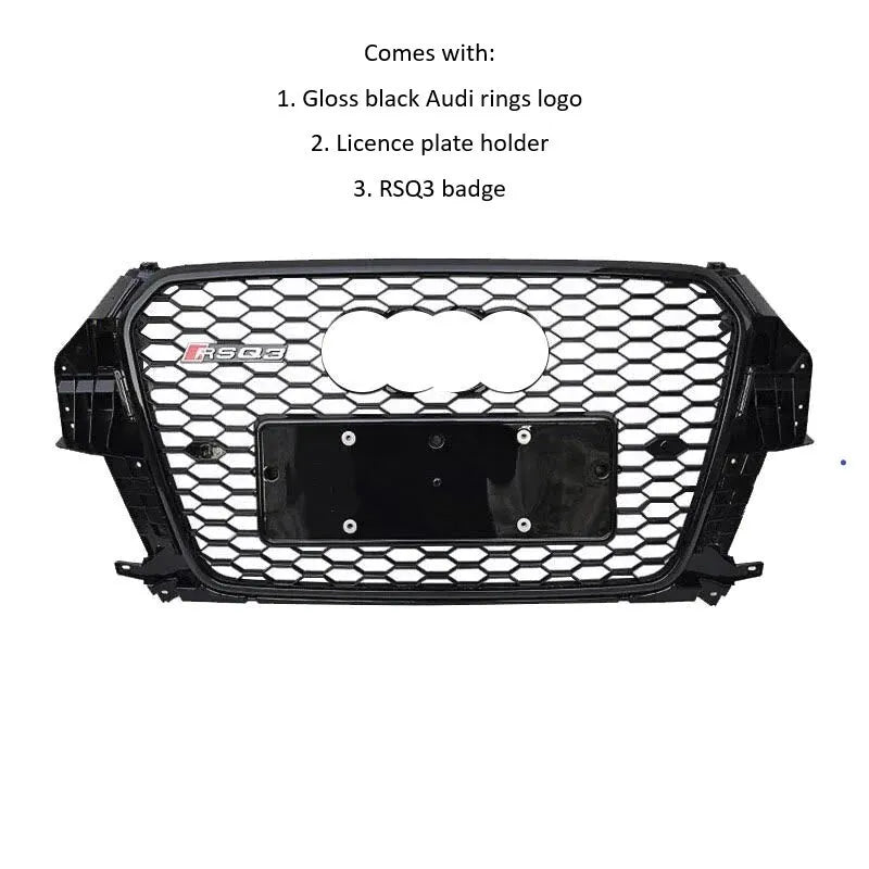 Audi RSQ3 Style Q3 Front Honeycomb Mesh Grill 2013-2016 Gloss Black