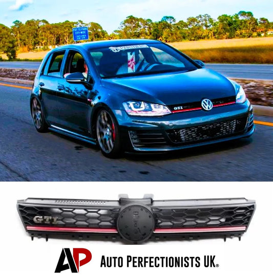 VW Golf MK7 Front Main Honeycomb Mesh Grill 2013-2016 Gloss Black