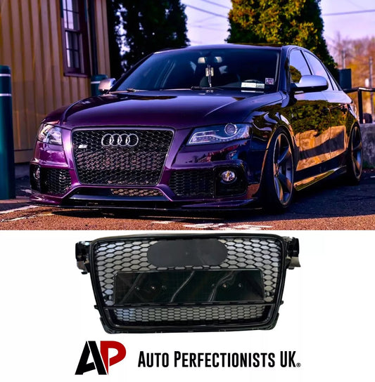 Audi RS4 Style A4 S4 Front Honeycomb Mesh Grill 2008-2012 Gloss Black