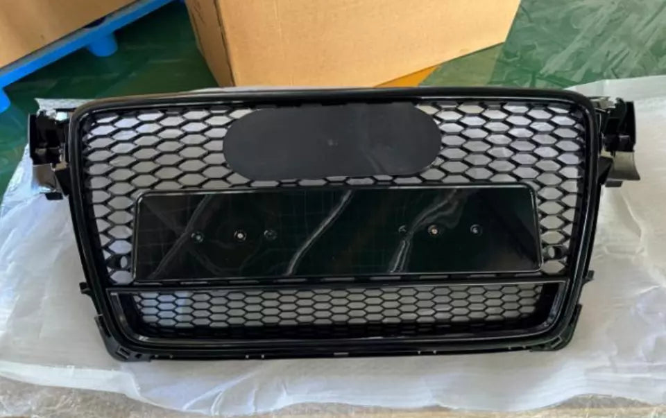Audi RS4 Style A4 S4 Front Honeycomb Mesh Grill 2008-2012 Gloss Black