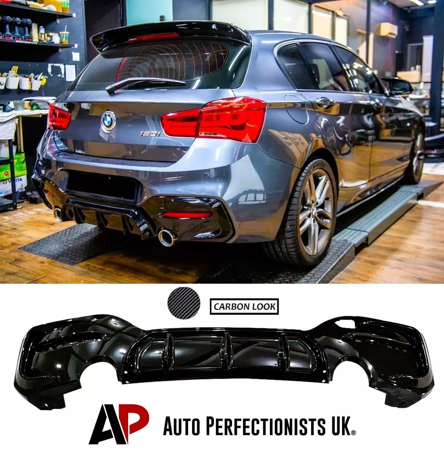 BMW 1 Series F20 Rear Diffuser Lip Bumper 2015-2019 Carbon Fibre