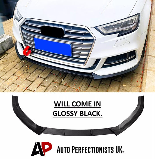 Audi A3 S3 S Line 8V Front Splitter 2017-2020 Abs Gloss Black