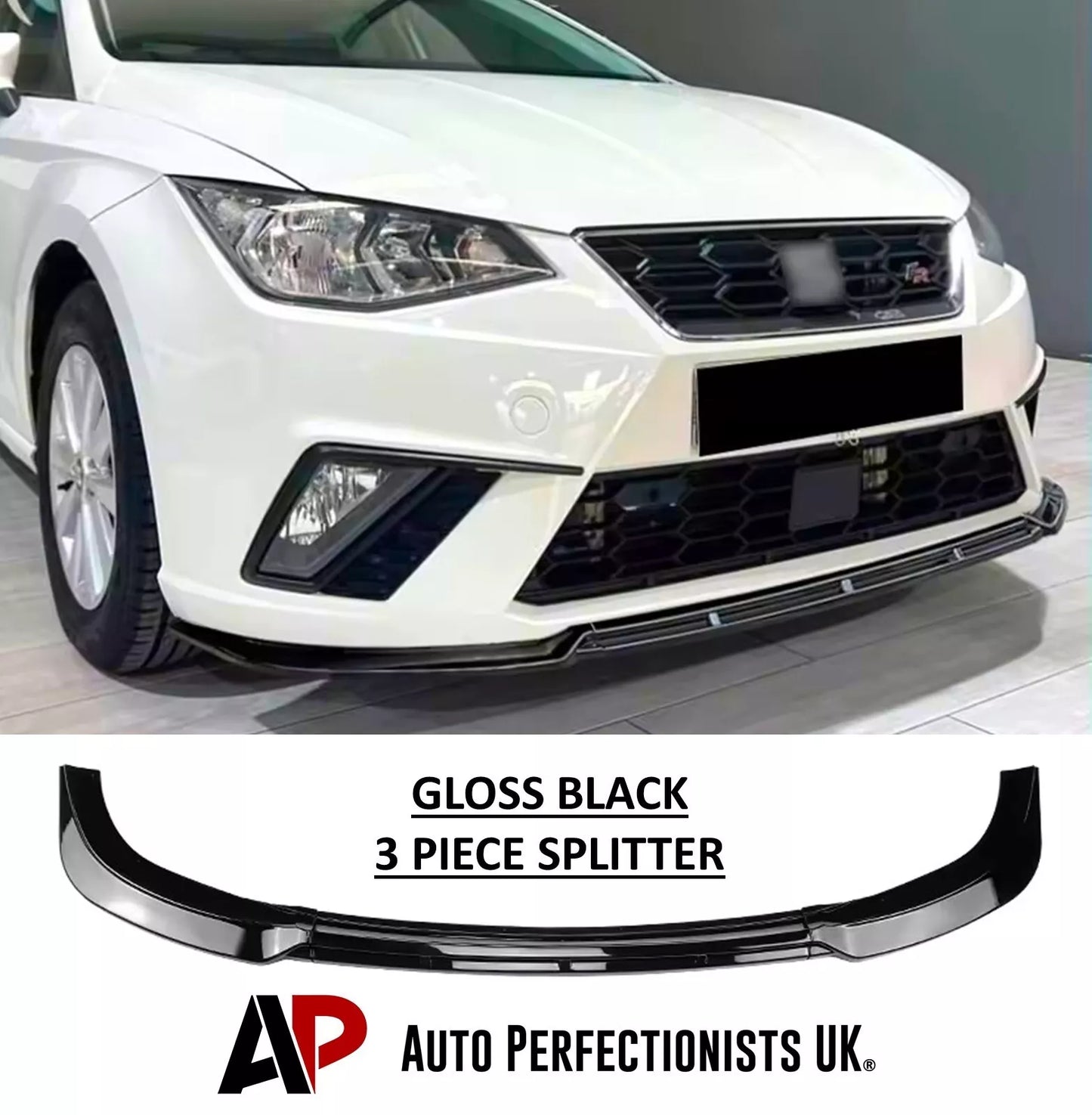 SEAT Ibiza 5dr MK5 6F Front Splitter 2018-2024 Gloss Black
