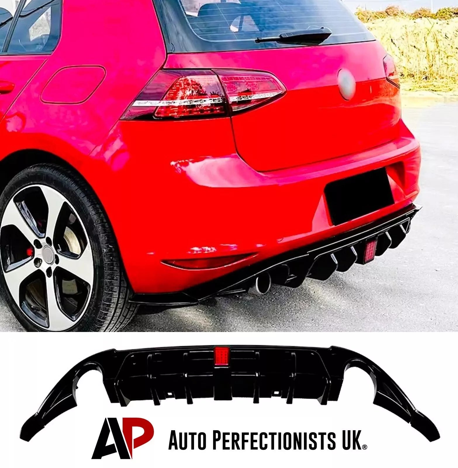 Rear Diffuser VW Golf MK7 GTI TCR Style Gloss Black – Auto ...
