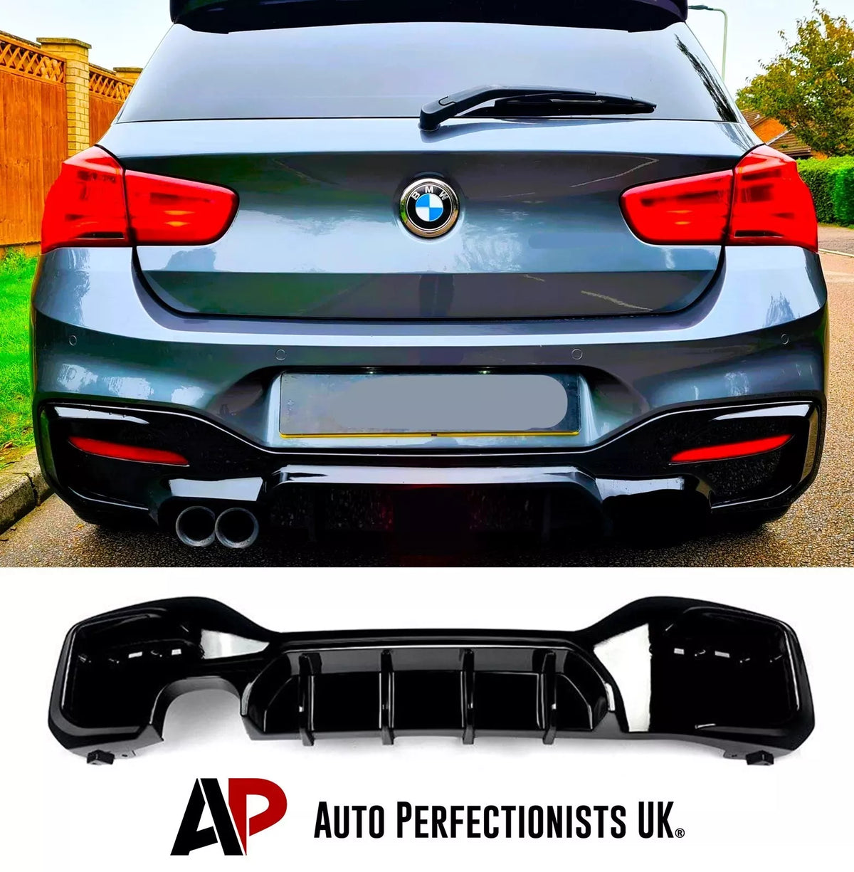BMW 1 Series F20 F21 Rear Diffuser Lip Bumper 2015-2019 S Gloss Black
