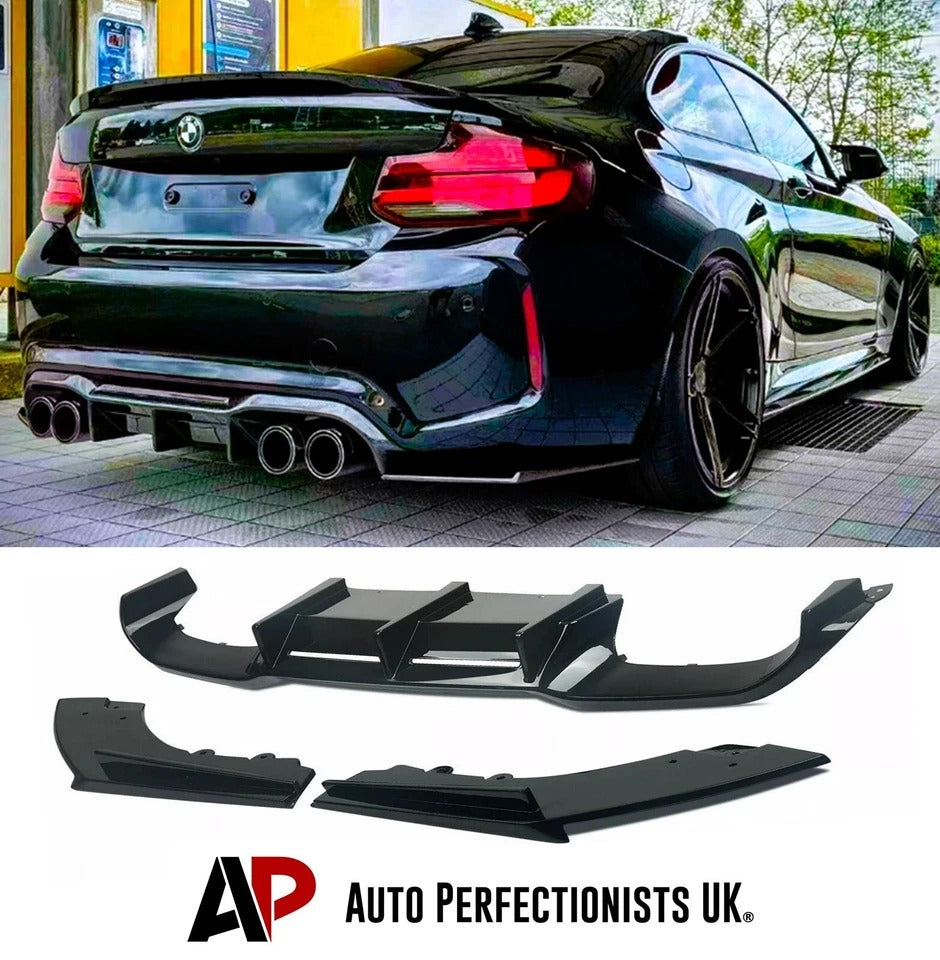 BMW M2 F87 Rear Diffuser Lip Splitter Spoiler 2015-2024 Gloss Black