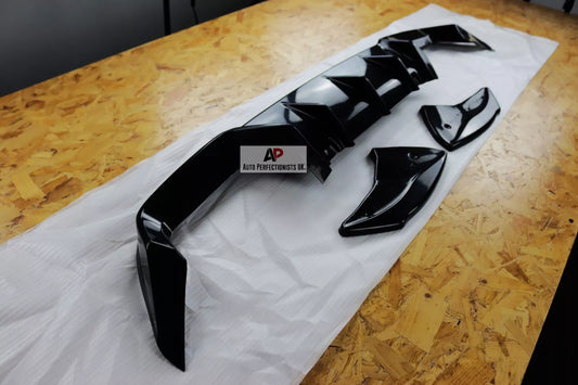 VW Golf R MK7 Rear Diffuser Lip Spoiler Splitter 2013-2016 Gloss Black