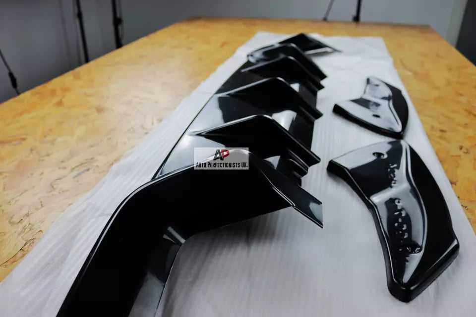 VW Golf R MK7 Rear Diffuser Lip Spoiler Splitter 2013-2016 Gloss Black