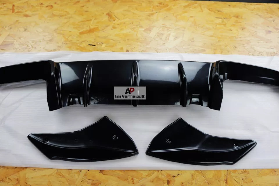 VW Golf R MK7 Rear Diffuser Lip Spoiler Splitter 2013-2016 Gloss Black