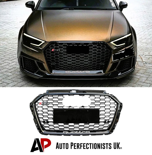Audi A3 S3 8V Front Honeycomb Mesh Grill 2017-2020 Gloss Black