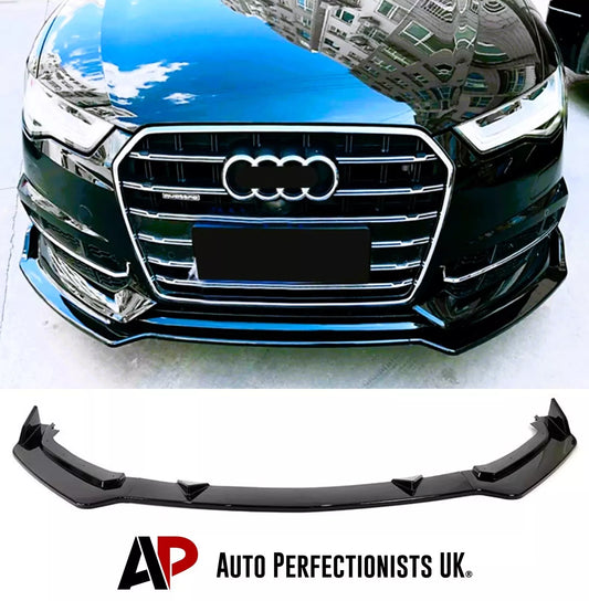 Audi A6 S6 S Line C7 Front Splitter 2016-2018 Gloss Black