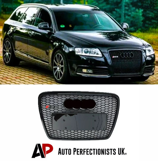 Audi A6 S6 C6 Front Main Honeycomb Mesh Grill 2005-2012 Gloss Black