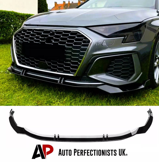 Audi A3 S3 S Line 8Y Front Splitter 2020-2024 Gloss Black