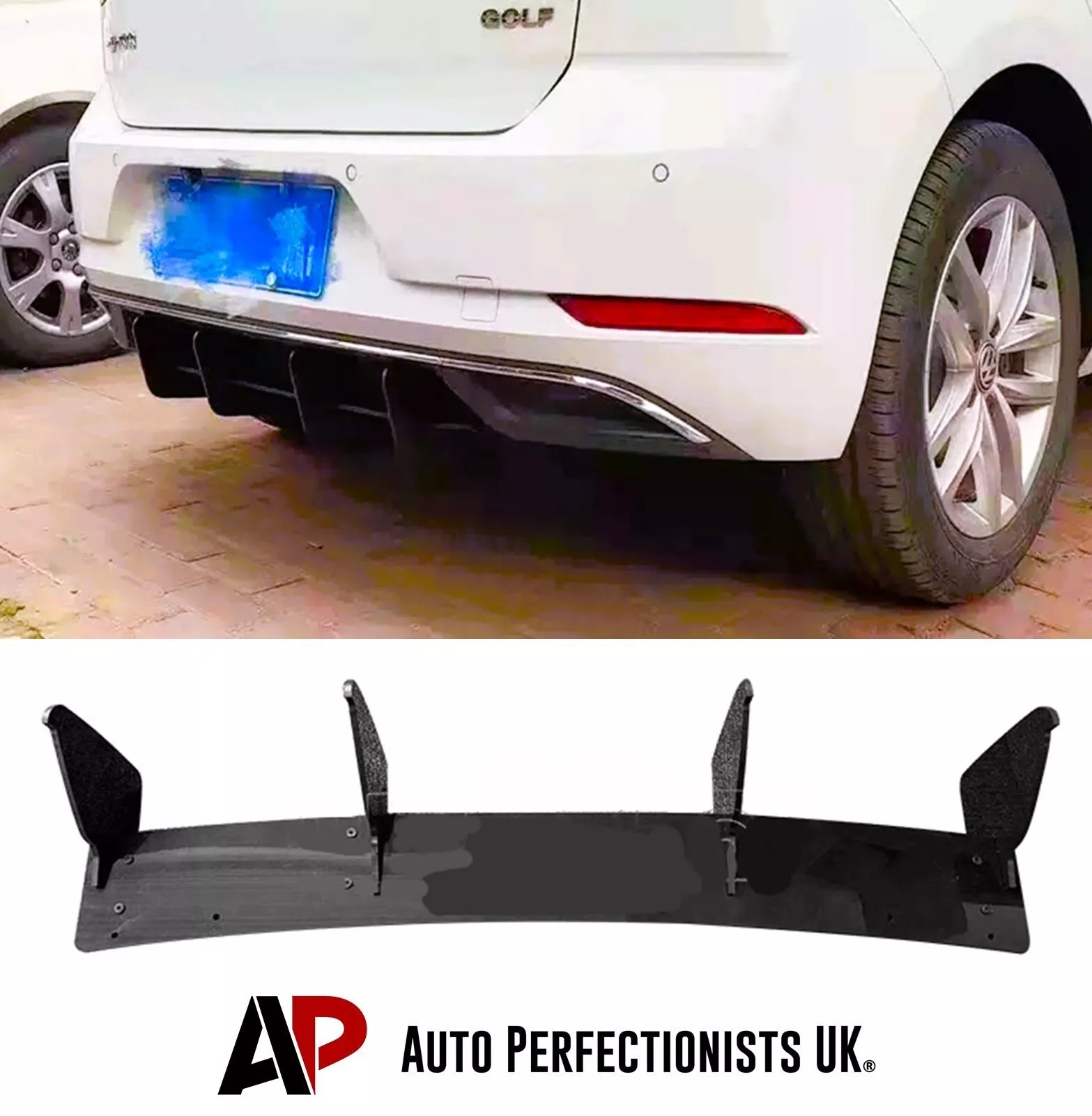 Rear Shark Fin Diffuser VW Golf MK7.5 TSI / TDI 2016–2020 Gloss Black ...
