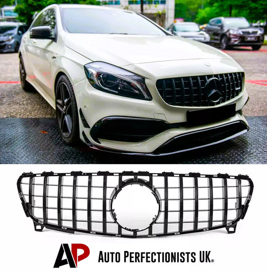 Mercedes A W176 Front Panamericana GT GTR Grill 2016-2018 Gloss Black