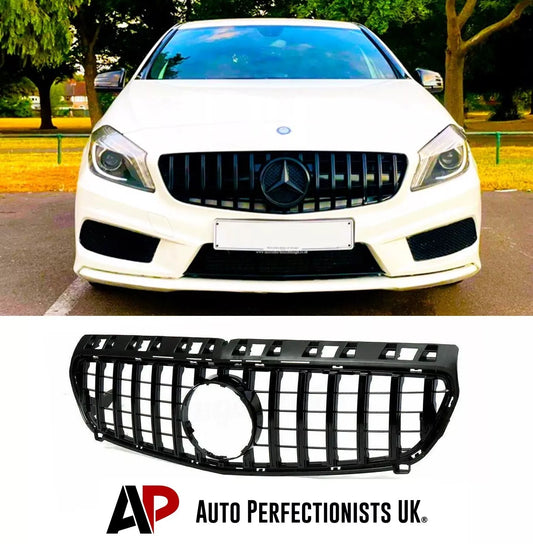 Mercedes A W176 Front Panamericana GT GTR Grill 2013-2015 Gloss Black