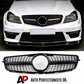 Mercedes C Class W204 Front Diamond Grill 2007-2014 Gloss Black