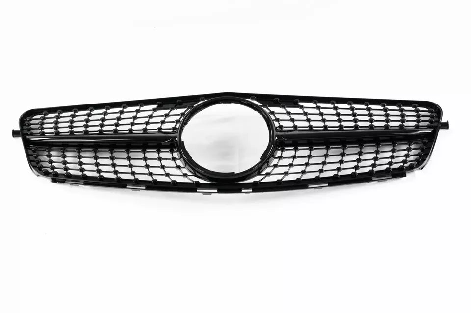 Mercedes C Class W204 Front Diamond Grill 2007-2014 Gloss Black