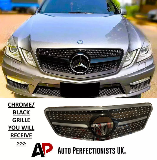 Mercedes E Class W212 Front Diamond Grill 2009-2013 ABS Gloss Black