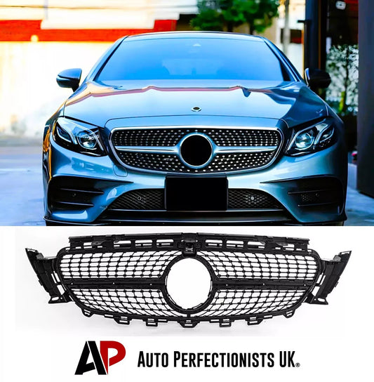 Mercedes E Class W213 C238 Front Diamond Grill 2016-2019 Gloss Black