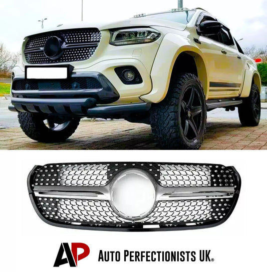 Mercedes X Class BR470 W470 Front Diamond Grill 2015-2019 Gloss Black