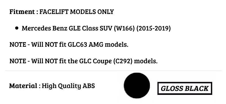 Mercedes GLE W166 Panamericana GT GTR Grill 2015-2019 Gloss Black