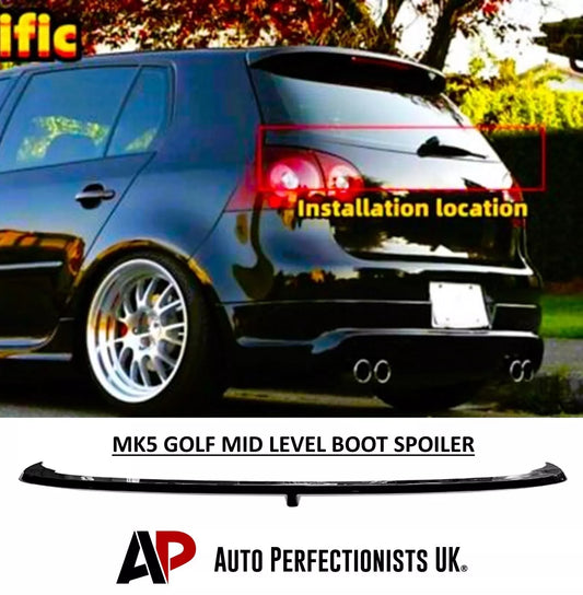 VW Golf MK5 GTI R32 TSI TDI Rear Mid Spoiler Wing 2004-08 Gloss Black
