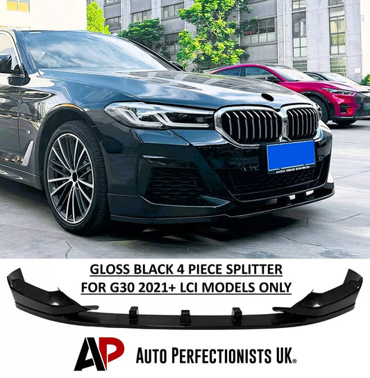 BMW 5 Series G30 G31 LCI Front Splitter M Sport 16-24 ABS Gloss Black