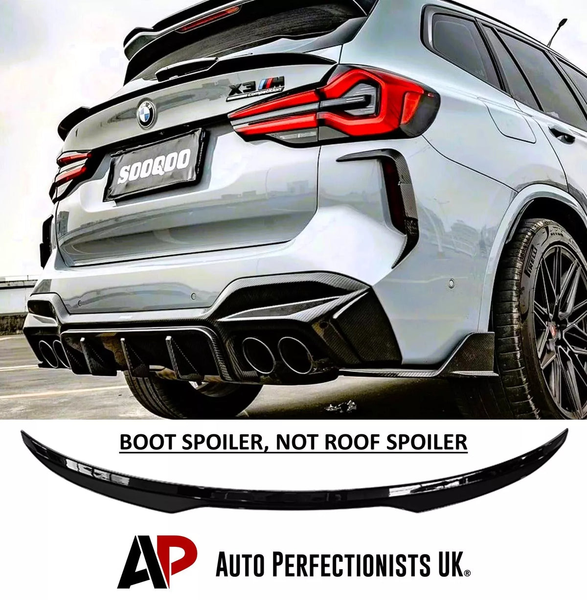 BMW X3 G01 X3M F97 Rear Mid Boot Spoiler 2017-2024 ABS Gloss Black