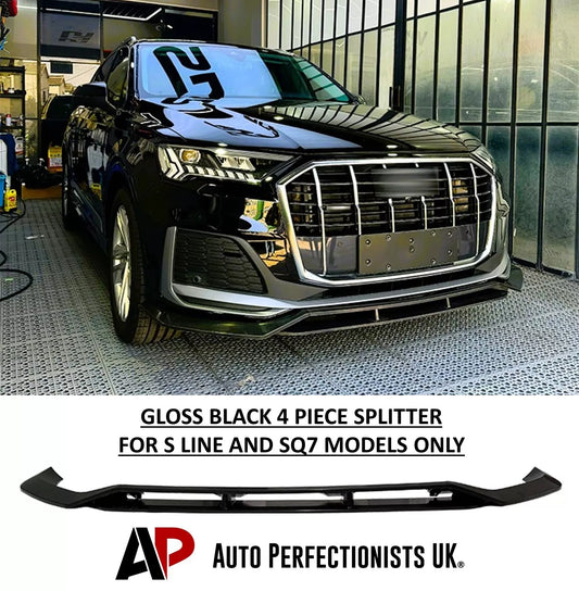 Audi Q7 S Line SQ7 Front Splitter Body Kit 2020-2024 ABS Gloss Black