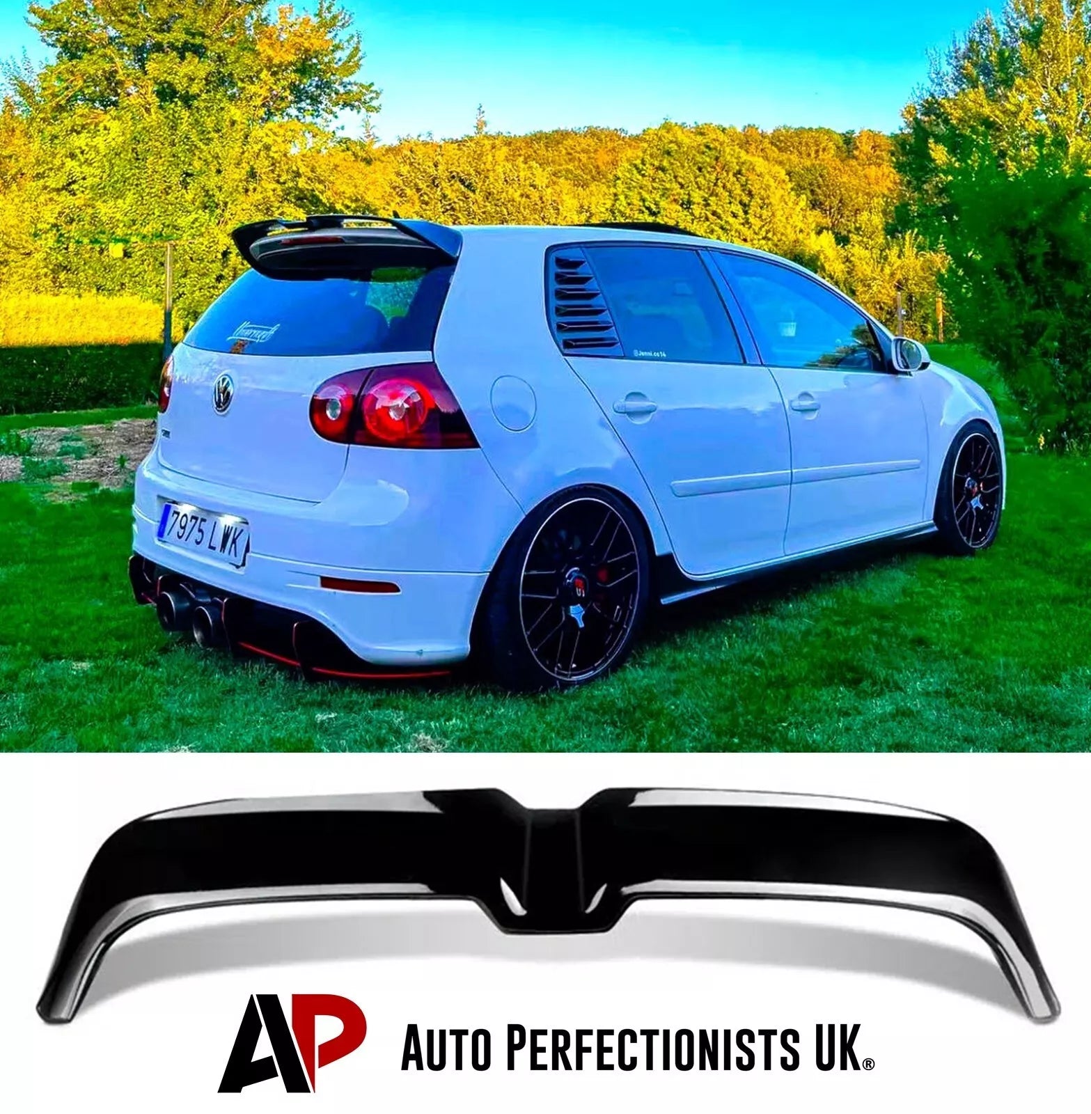 Rear Roof Spoiler Wing VW Golf MK5 GTI R32 R 2003-2008 Gloss Black ...