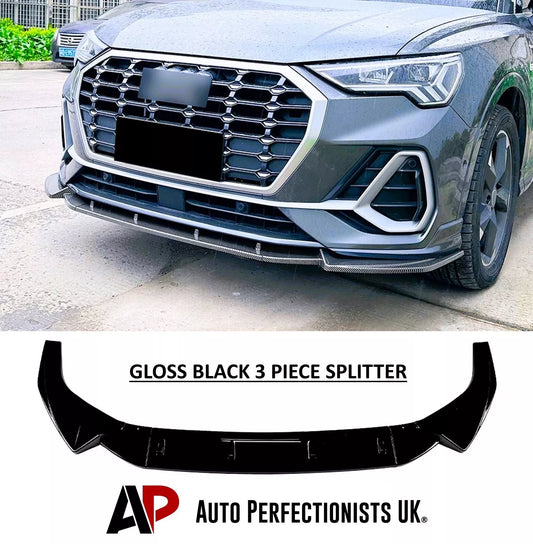 Audi Q3 SQ3 F3 Front Splitter Lip Kit 2018-2024 ABS Gloss Black