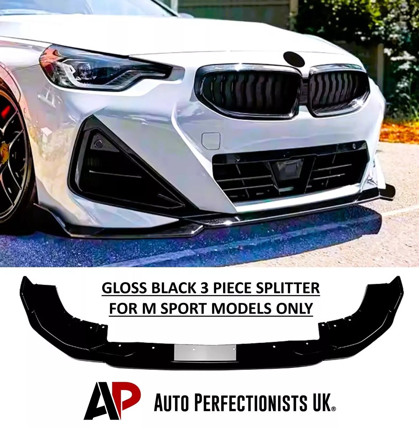 BMW 2 Series G42 G43 Front Splitter M Sport Kit ABS Gloss Black