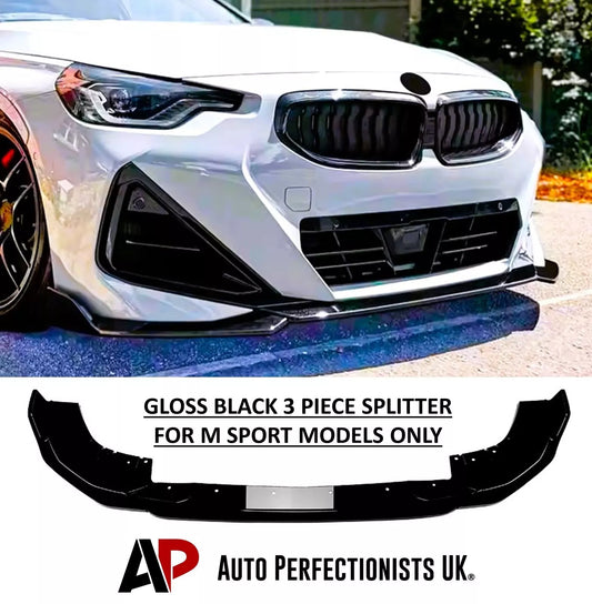 BMW 2 Series G42 G43 Front Splitter M Sport Kit ABS Gloss Black