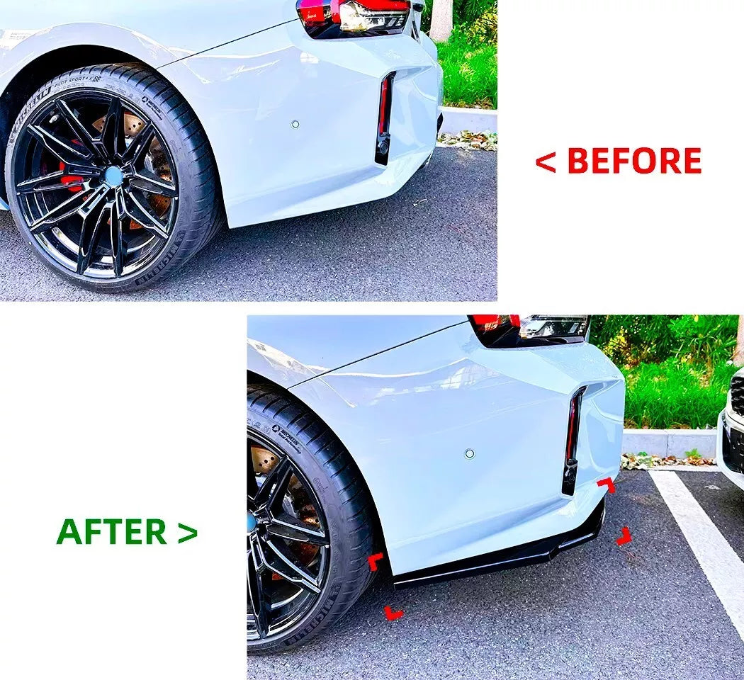 BMW M2 G87 Rear Corner Side Spats Diffuser Kit ABS Gloss Black