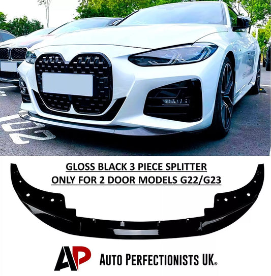 BMW 4 Series G22 G23 Front Splitter M Sport 2020-2024 ABS Gloss Black