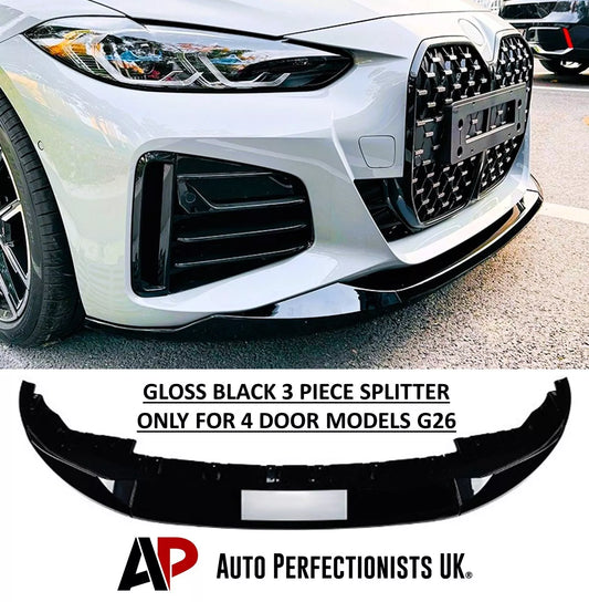 BMW 4 Series G26 Gran Coupe Front Splitter 20-24 ABS Gloss Black