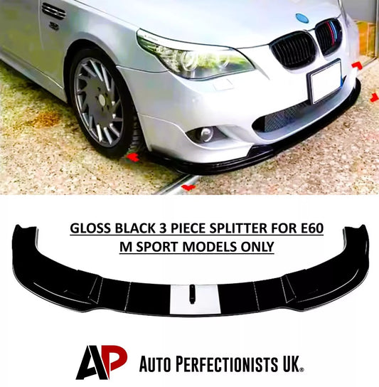 BMW 5 Series E60 Front Splitter M Sport Kit 2003-2010 ABS Gloss Black