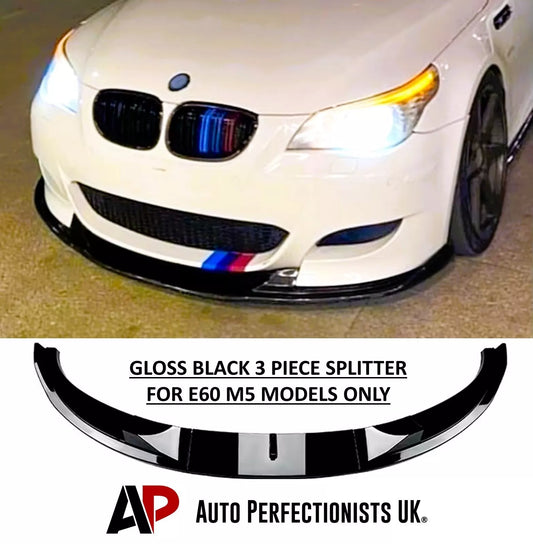 BMW M5 E60 Front Splitter Wing Kit 2005-2010 ABS Gloss Black