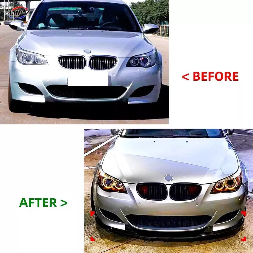 BMW M5 E60 Front Splitter Wing Kit 2005-2010 ABS Gloss Black