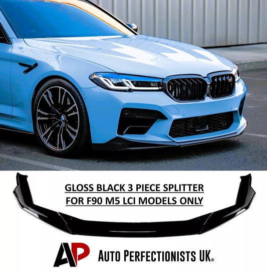 BMW M5 F90 LCI Front Splitter Wing Kit 2020-2024 ABS Gloss Black