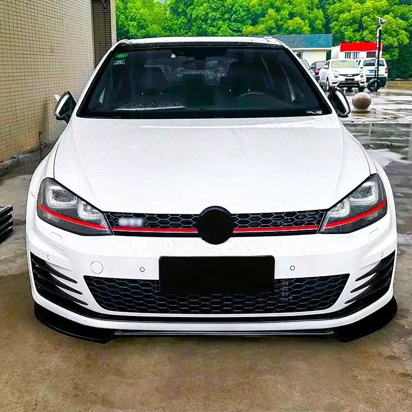 VW Golf MK7 R GTI GTD Front Splitter Kit 2013-2020 ABS Gloss Black