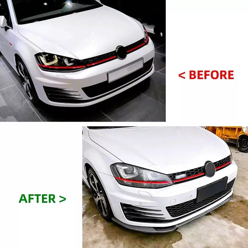 VW Golf MK7 R GTI GTD Front Splitter Kit 2013-2020 ABS Gloss Black