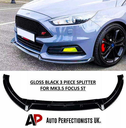 Ford Focus ST MK3.5 Front Splitter Wing Kit 2015-2018 ABS Gloss Black