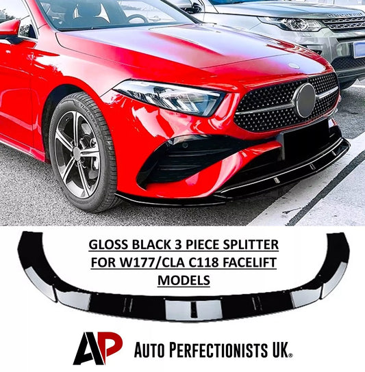 Mercedes A Class W177 AMG Front Splitter 2023-2024 ABS Gloss Black